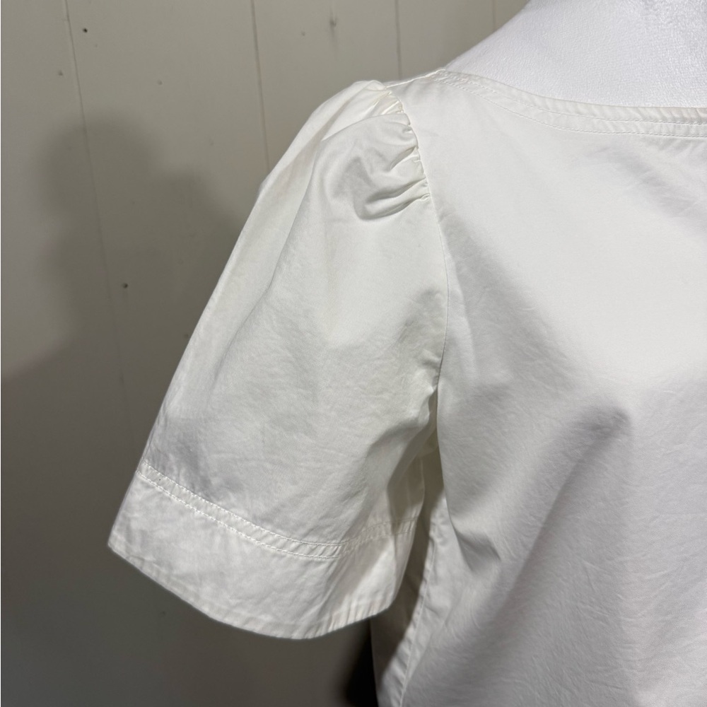 Kate Spade White Puff Sleeve Top with pocket - Picture 4 of 10